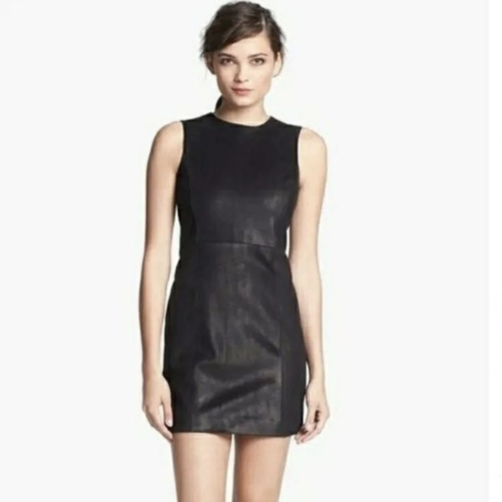 Theyskens Theroy Black Leather Quilted Mini Dress Sexy Luxury Glam 2 - Picture 1 of 10